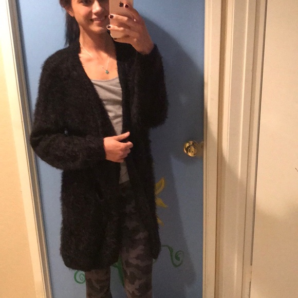 Fuzzy Black Cardigan from Windsor - Picture 1 of 4
